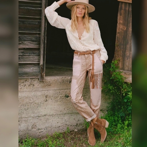 Anthropologie, New Pilcro The Camp Wanderer Pink Rose Patchwork Pants Size 28 - Picture 13 of 15